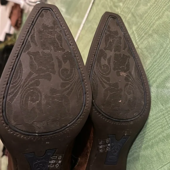 ARIAT ROGUE SKIPPY Brown Western Ostrich Cowboy Snip Toe Boot Size 9M Leather - Picture 9 of 15